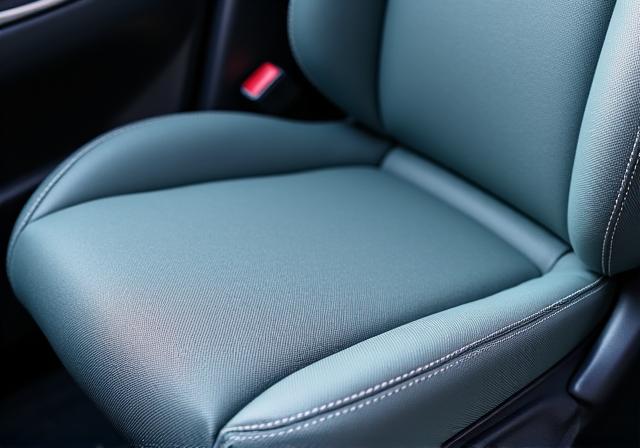 The same car seat looking clean and new after upholstery cleaning.